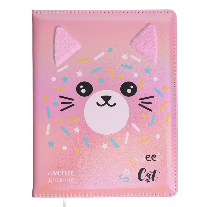 

deVENTE Дневник универсальный для 1-11 класса Donut Cat, твёрдая обложка, искусственная ко, Розовый