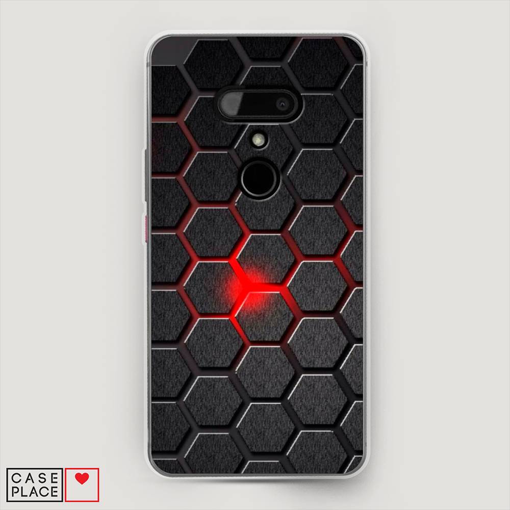 

Чехол на HTC U12 "Соты красные", Красный;черный;серый, 102050-3