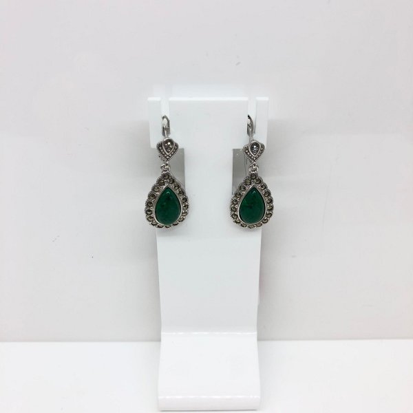 

Серьги из серебра TEO MAORI 8821418, малахит/марказит, 8821418