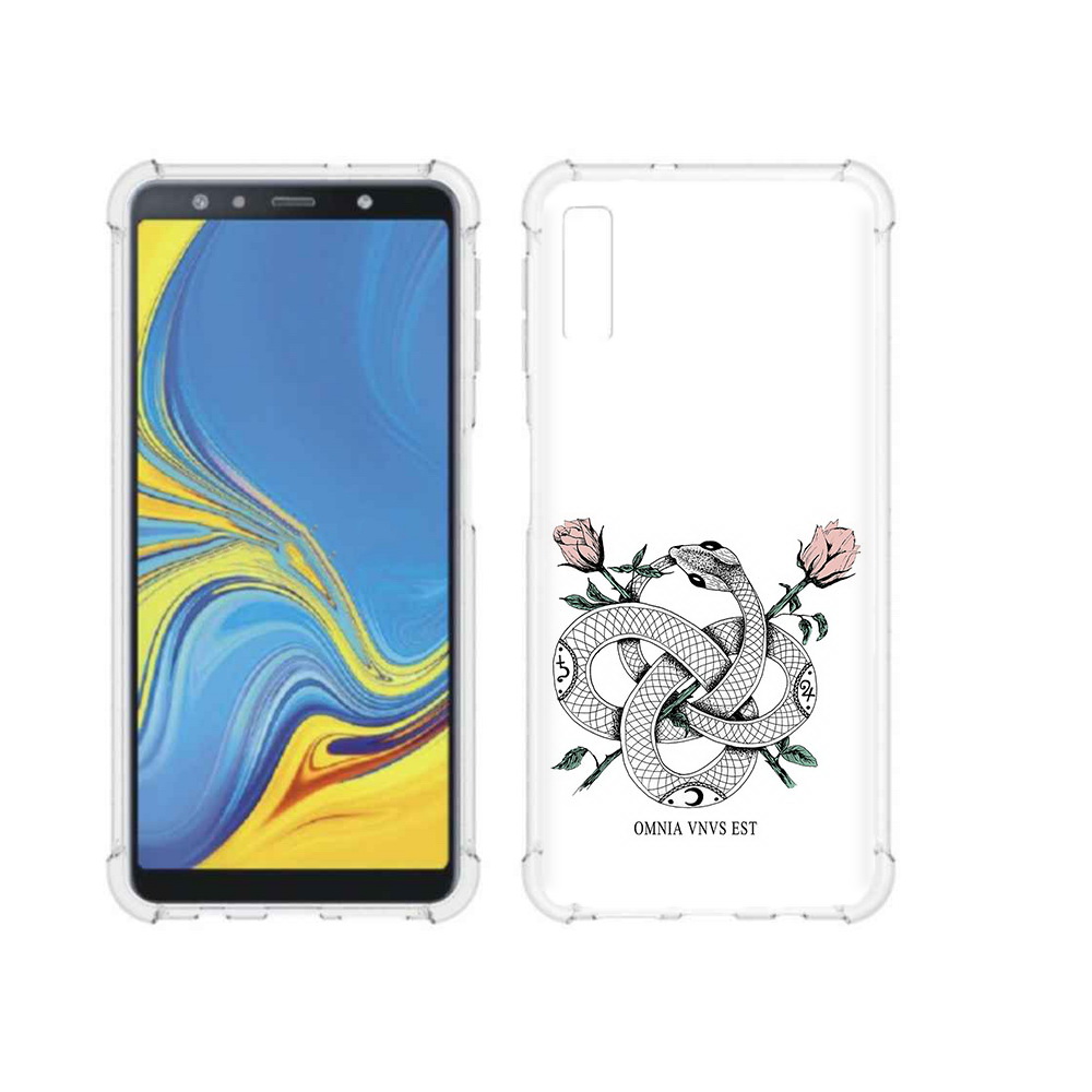 

Чехол MyPads Tocco для Samsung Galaxy A7 (2018) нарисованная змея абстракция, Прозрачный, Tocco