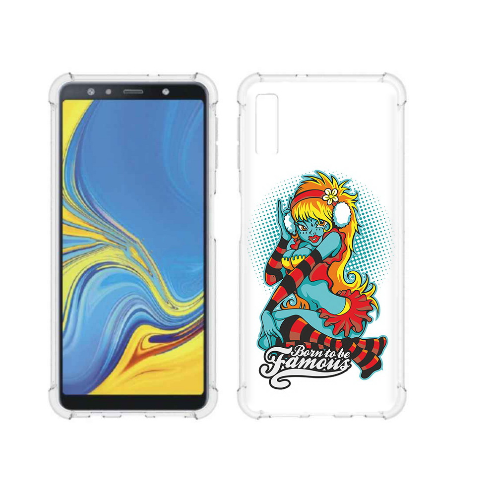 

Чехол MyPads Tocco для Samsung Galaxy A7 (2018) нарисованная девушка в наушниках, Прозрачный, Tocco