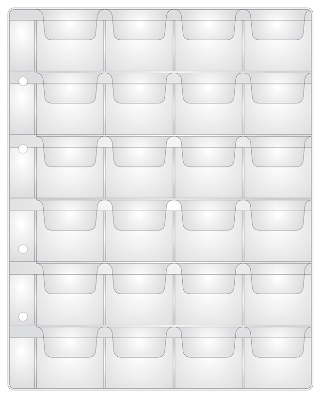 

Лист для монет 200*250 на 24 ячейки, 5 шт, Белый