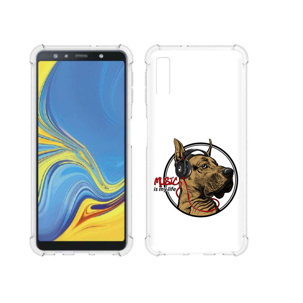 

Чехол MyPads Tocco для Samsung Galaxy A7 (2018) музыкальная собака (PT95255.558.490), Прозрачный, Tocco