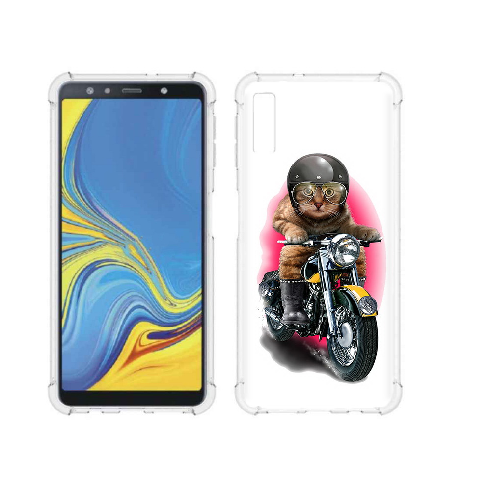 

Чехол MyPads Tocco для Samsung Galaxy A7 (2018) мото-кот (PT95255.558.485), Прозрачный, Tocco