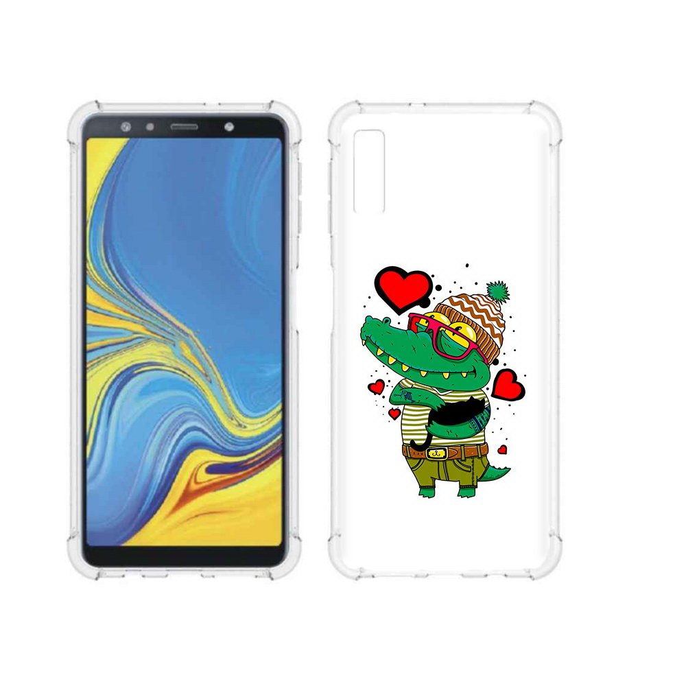 

Чехол MyPads Tocco для Samsung Galaxy A7 (2018) Влюбленный крокодил (PT95255.558.48), Прозрачный, Tocco
