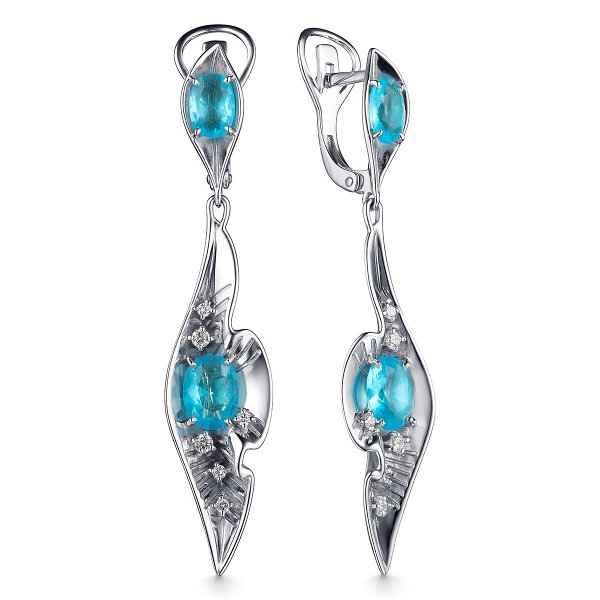 

Серьги из серебра TEO MAORI 8С-3641рс10300, кварц/фианит, 8С-3641рс10300