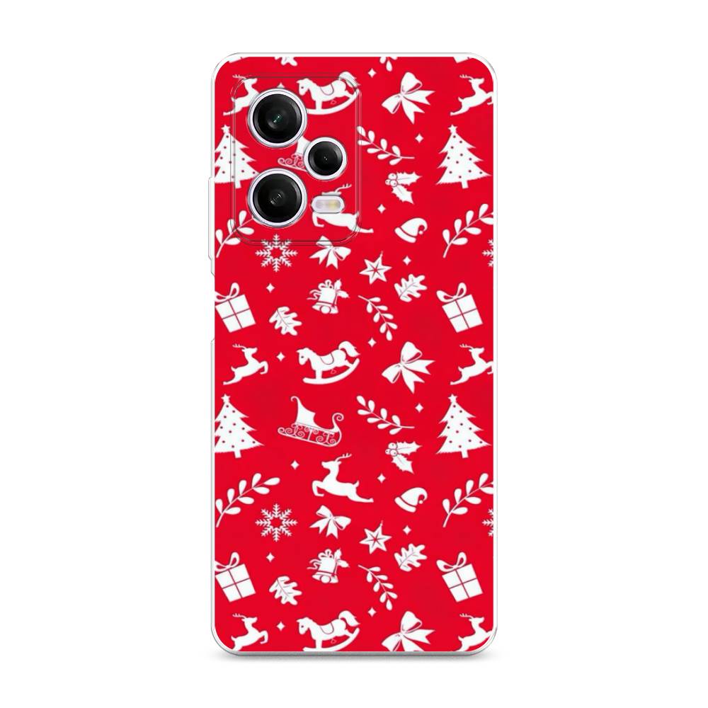 

Чехол на Xiaomi Redmi Note 12 Pro "Красный новогодний фон", Красный;белый, 317050-5