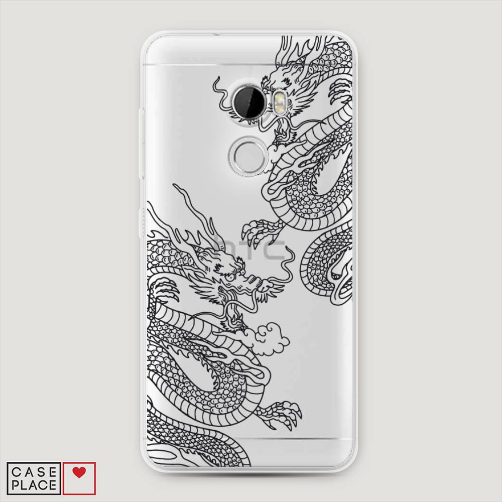 

Чехол на HTC One X10 "Два китайских дракона", Серый;черный, 101850-1