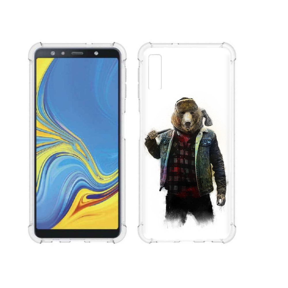 

Чехол MyPads Tocco для Samsung Galaxy A7 (2018) медведь с топором (PT95255.558.469), Прозрачный, Tocco