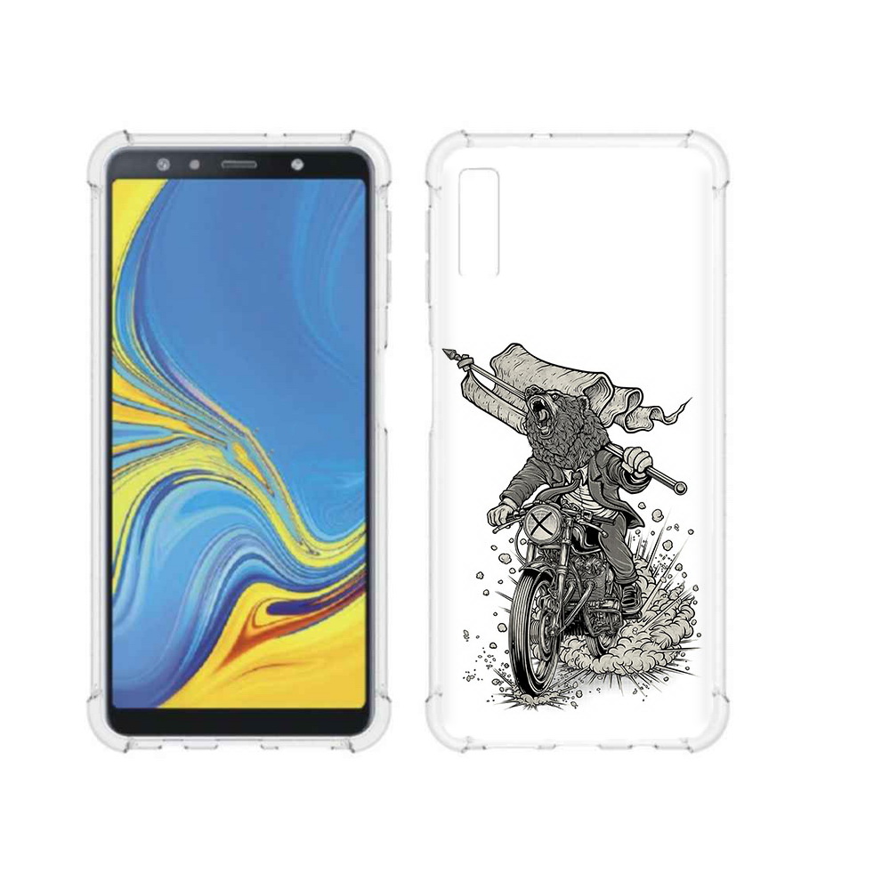 

Чехол MyPads Tocco для Samsung Galaxy A7 (2018) медведь на мотоцикле (PT95255.558.467), Прозрачный, Tocco