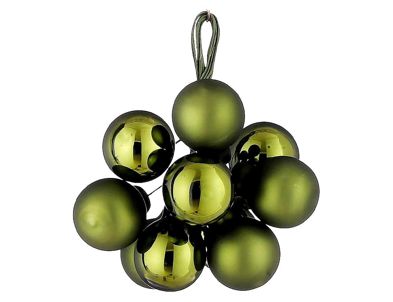 ГРОЗДЬ стеклянных шариков, 10 шаров по 20 мм, цвет: тёмно-оливковый, Christmas Deluxe