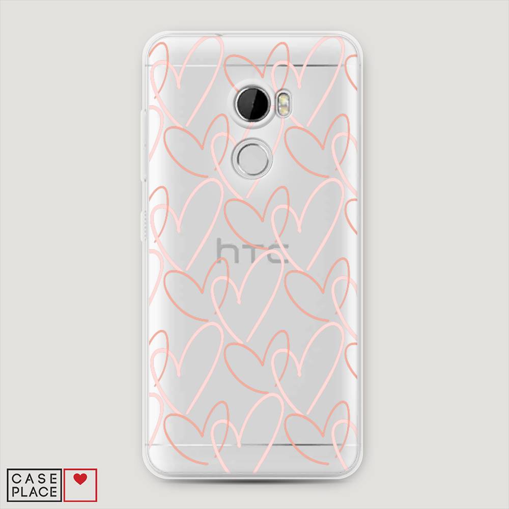 

Чехол на HTC One X10 "Узор из сердечек", Розовый;бежевый, 101850-6
