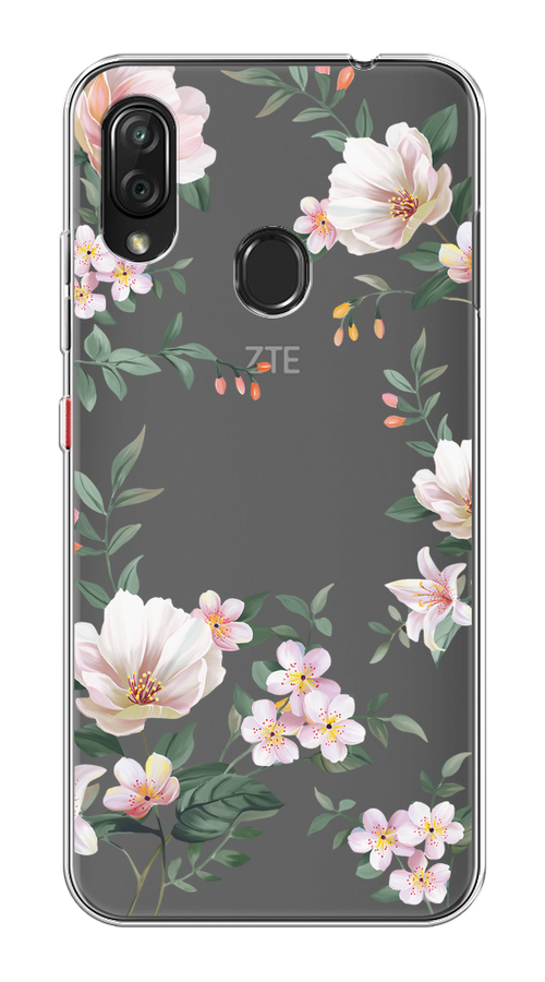 

Чехол на ZTE Blade V10 Vita "Beautiful white flowers", Бежевый;зеленый, 132650-1