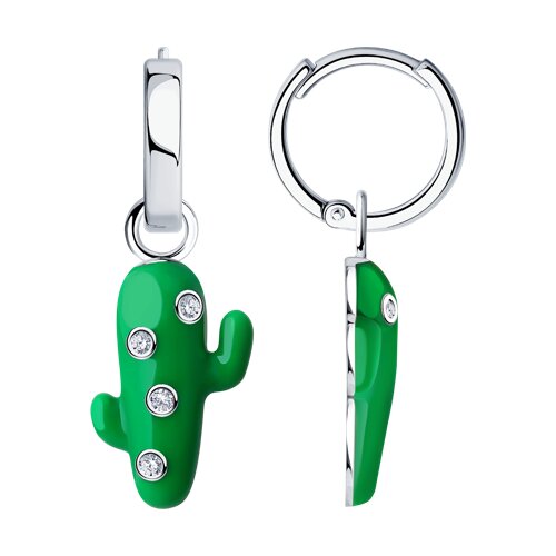 

Серьги конго из серебра TEO MAORI 894025986, фианит/эмаль, 894025986