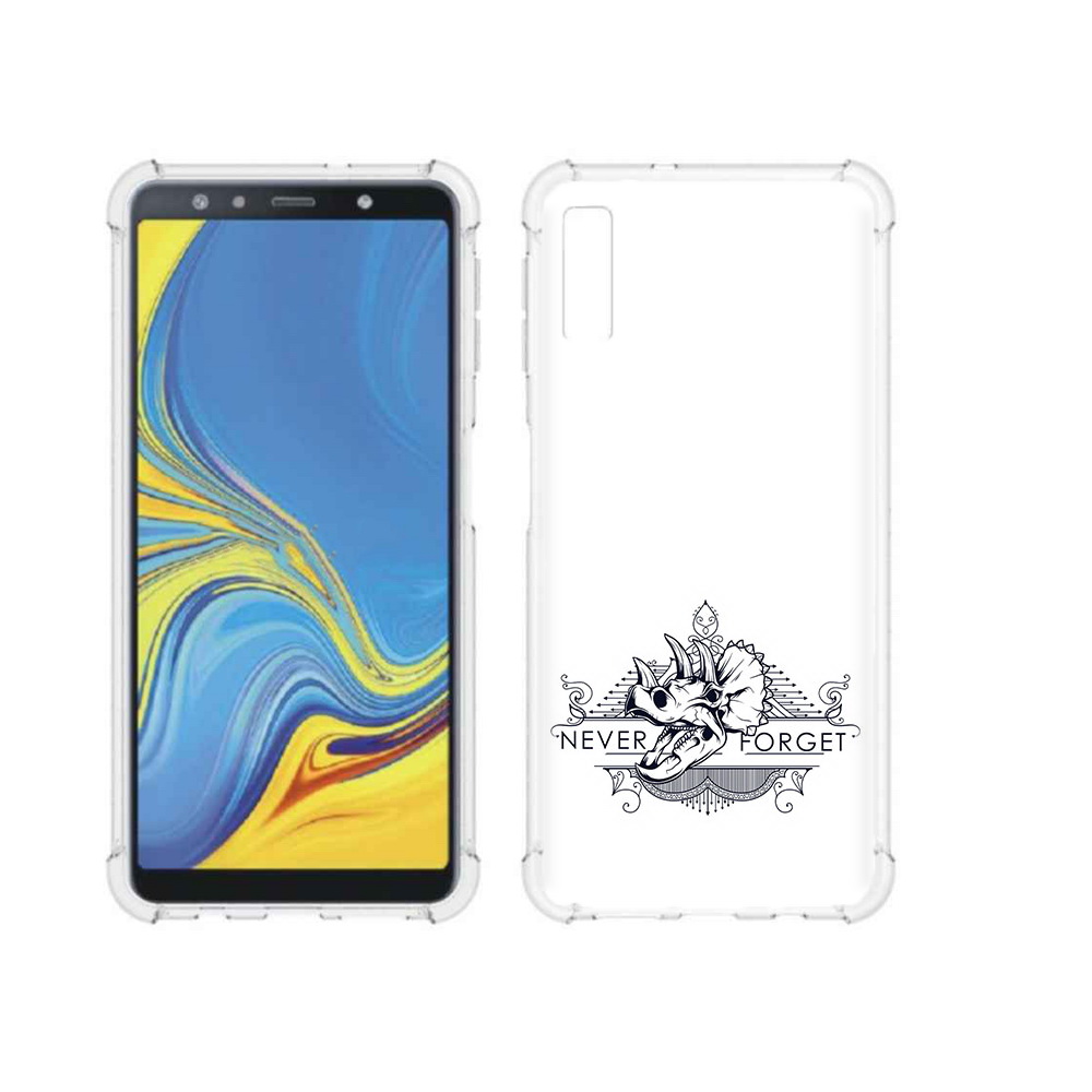 

Чехол MyPads Tocco для Samsung Galaxy A7 (2018) логотип носорога никогда не забуду, Прозрачный, Tocco