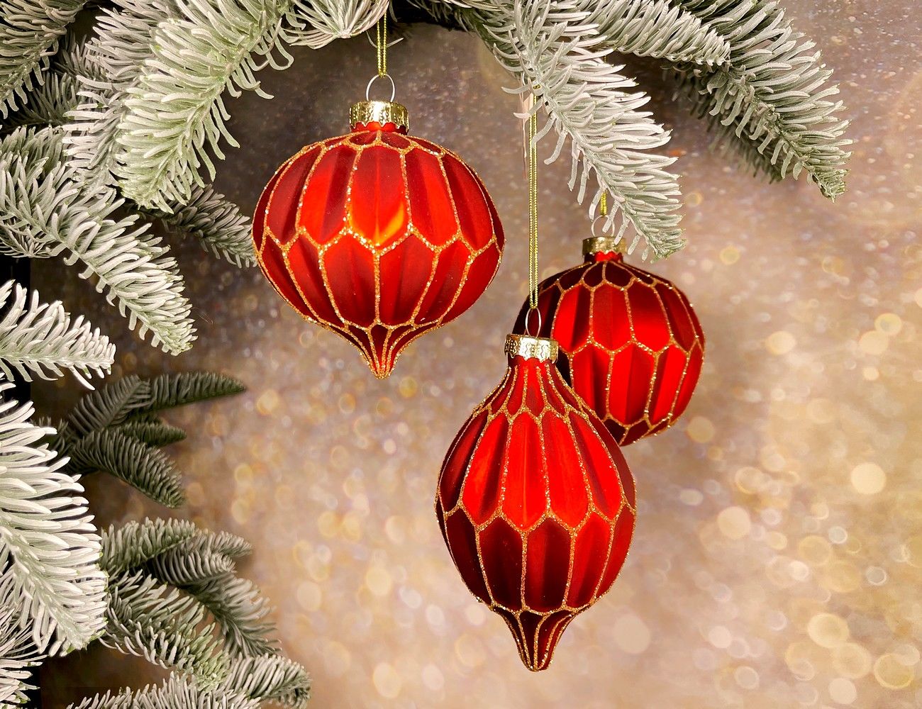 Набор стеклянных шаров и украшений Christmas Deluxe НИДАБЕЛЬ РУБИНО, красный, 8 см, 12 шт.