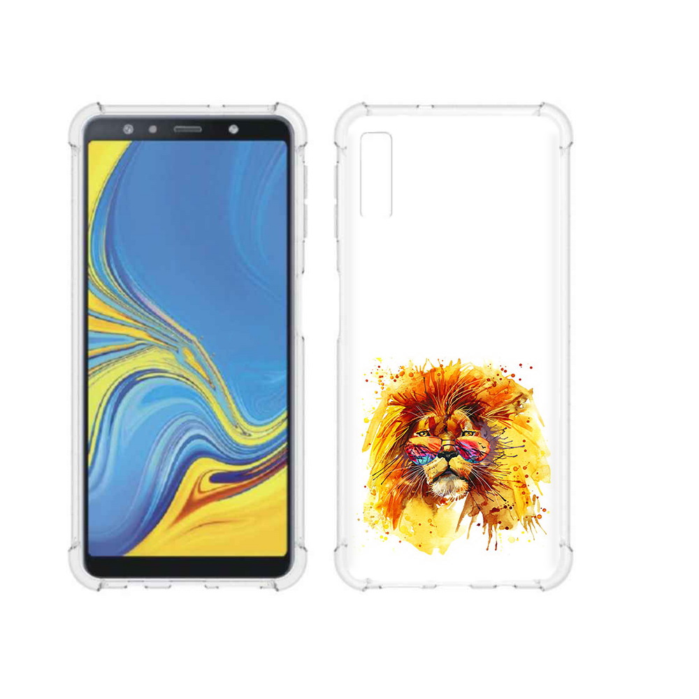 

Чехол MyPads Tocco для Samsung Galaxy A7 (2018) лев в очках (PT95255.558.436), Прозрачный, Tocco
