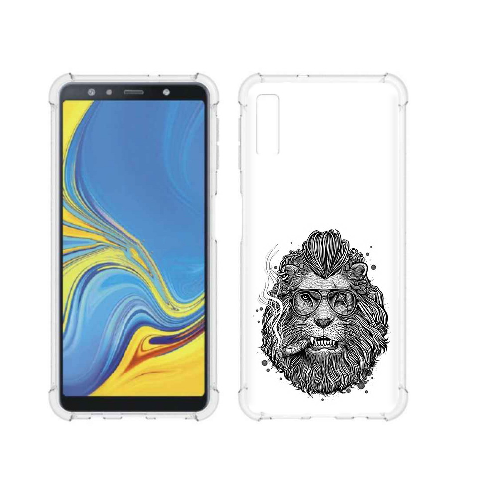 

Чехол MyPads Tocco для Samsung Galaxy A7 (2018) курящий лев (PT95255.558.432), Прозрачный, Tocco