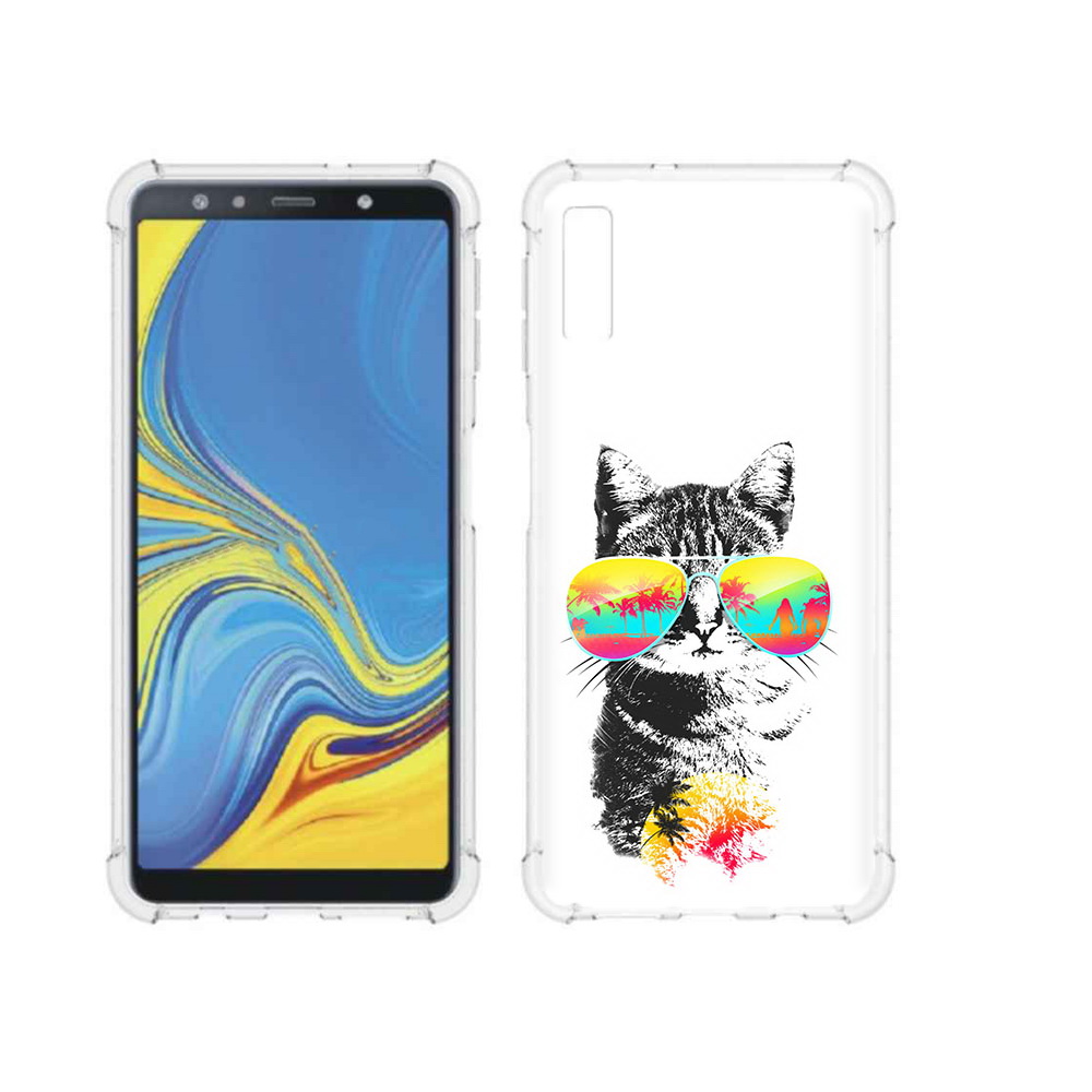 

Чехол MyPads Tocco для Samsung Galaxy A7 (2018) крутой кот (PT95255.558.425), Прозрачный, Tocco