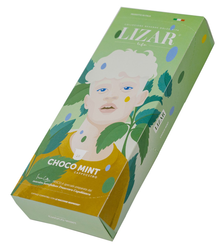 

Растворимый кофейный напиток в капсулах неспрессо "LIZAR" CAPPUCCINO CHOCO MINT 10 капсул