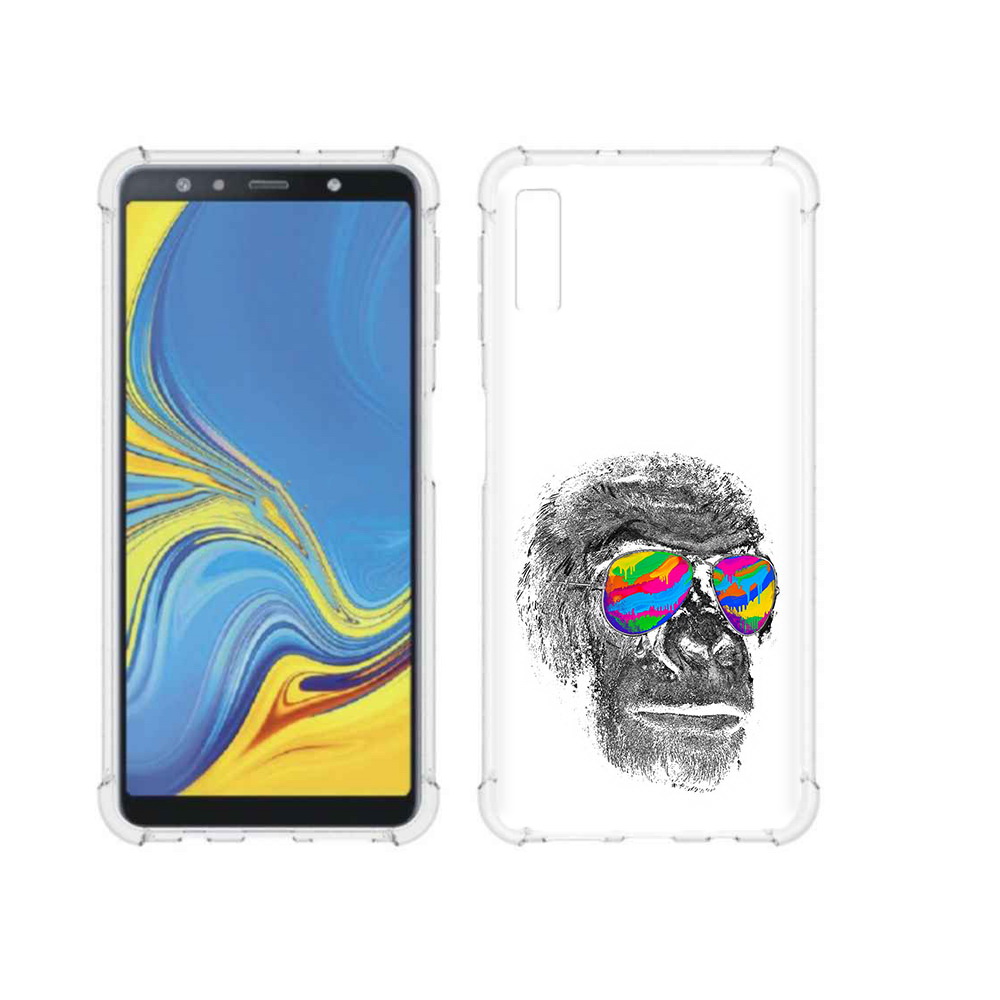 

Чехол MyPads Tocco для Samsung Galaxy A7 (2018) крутая обезьяна в очках (PT95255.558.422), Прозрачный, Tocco