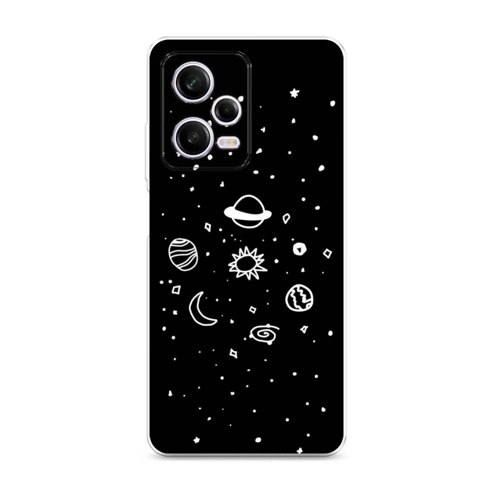 

Чехол на Xiaomi Redmi Note 12 Pro "Дудл солнечной системы", Бежевый;серый, 317050-2