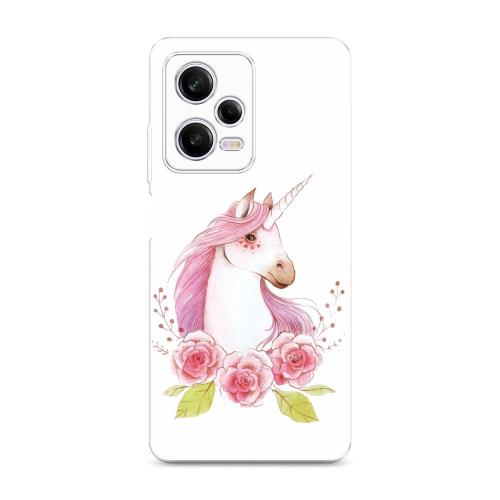 

Чехол на Xiaomi Redmi Note 12 Pro "Единорог цветы", Белый;розовый;серый, 317050-1