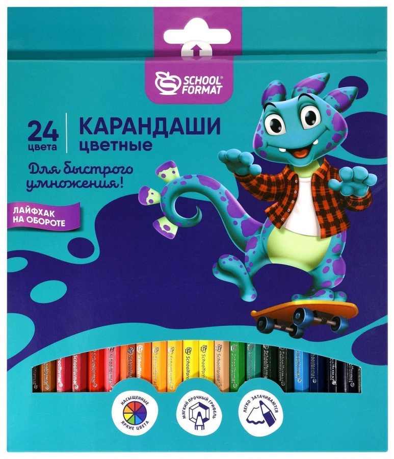 фото Карандаши цветные schoolформат 24 цвета smart dino 6гр, дерево