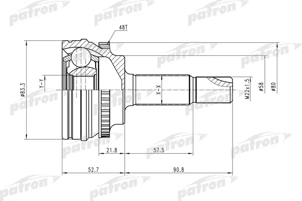 

ШРУС наружн к-кт 24x58x23 ABS:48T TOYOTA: Yaris 99- PATRON PCV1450