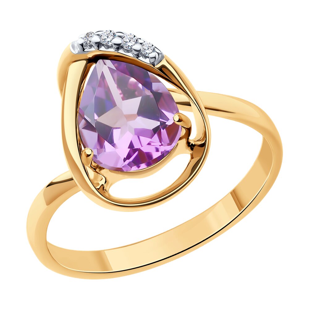 

Кольцо из серебра р. 19,5 Diamant 93-310-01919-2, фианит\аметист, 93-310-01919-2