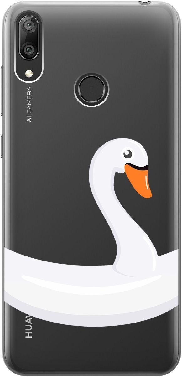 

Чехол на Huawei Y7 (2019) "Swan Swim Ring" прозрачный, Прозрачный;белый, 5286