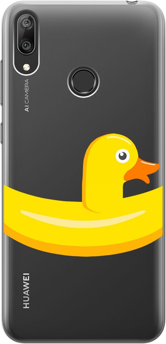 

Чехол на Huawei Y7 (2019) "Duck Swim Ring" прозрачный, Прозрачный;белый, 5286