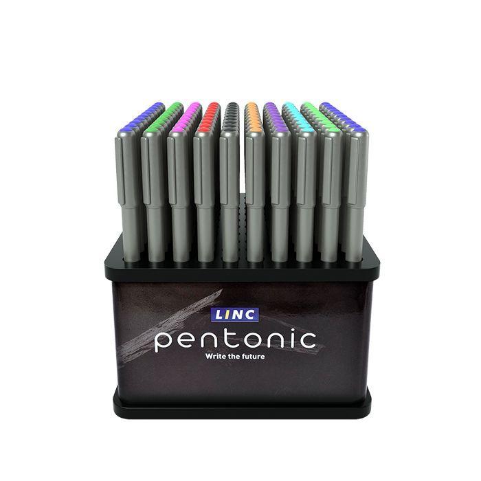 Ручка шариковая LINC Pentonic Silver 1мм, разные цвета, корпус серебристый 100шт.