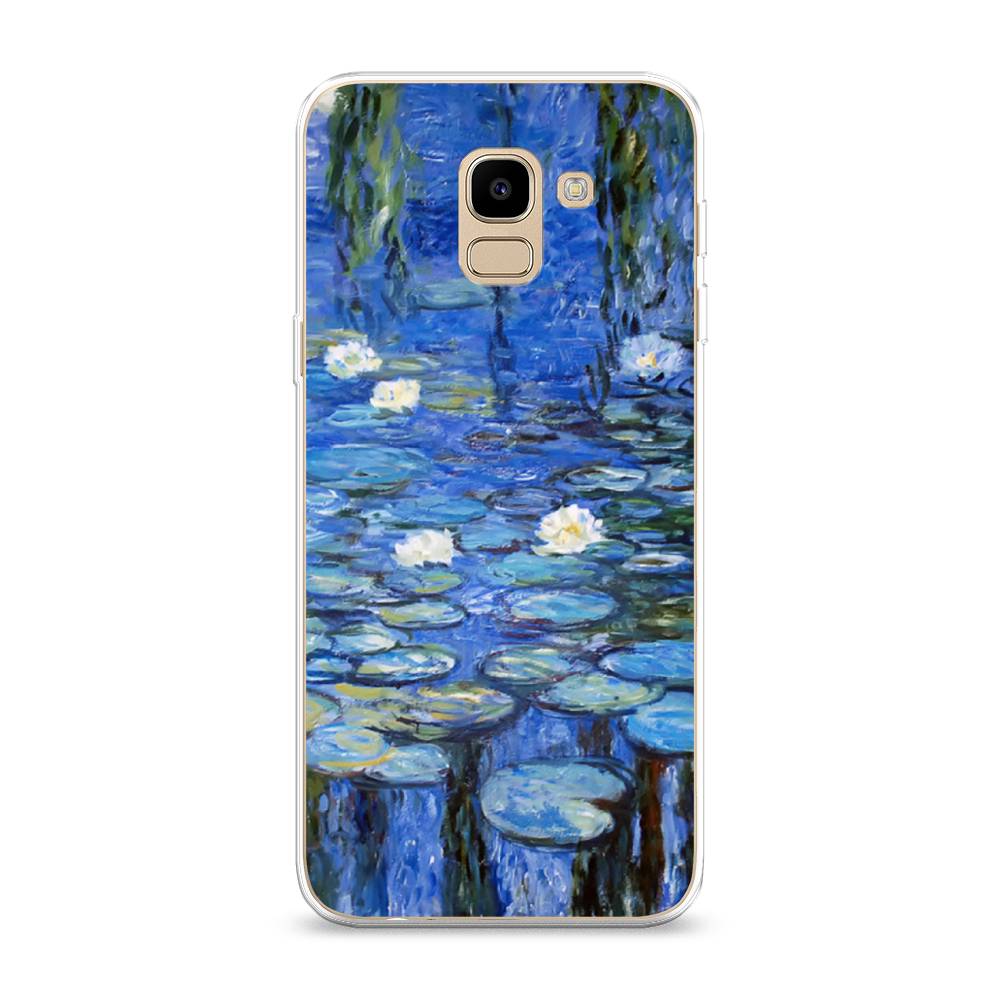 

Чехол на Samsung Galaxy J6 2018 "Нарисованный пруд", Синий;зеленый, 26150-4
