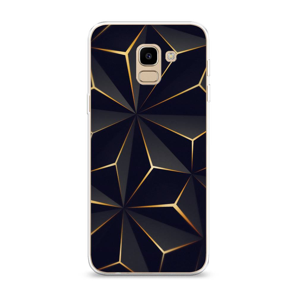 

Чехол на Samsung Galaxy J6 2018 "Черные полигоны", Золотистый;черный, 26150-3