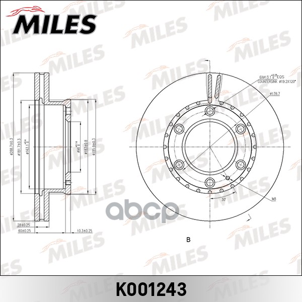 

Диск Тормозной Miles K001243 Ford Ranger 05-/Mazda B-Serie 99-/Bt-50 06- Передний D=289мм.