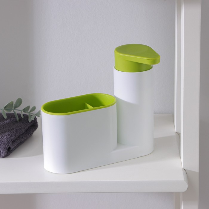 фото Подставка для ванных и кухонных принадлежностей с дозатором, 6×17,5×19 см, цвет микс nobrand
