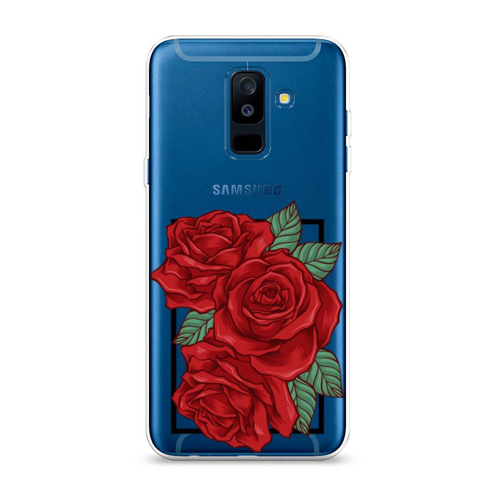 

Чехол на Samsung Galaxy A6 Plus "Три алые розы", Красный, 26050-2