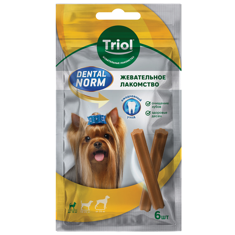 

Лакомство для мелких пород собак Triol Dental Norm Палочки жевательные 90 г