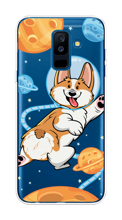 

Чехол на Samsung Galaxy A6 Plus "Корги-космонавт", Голубой;бежевый;белый, 26050-1