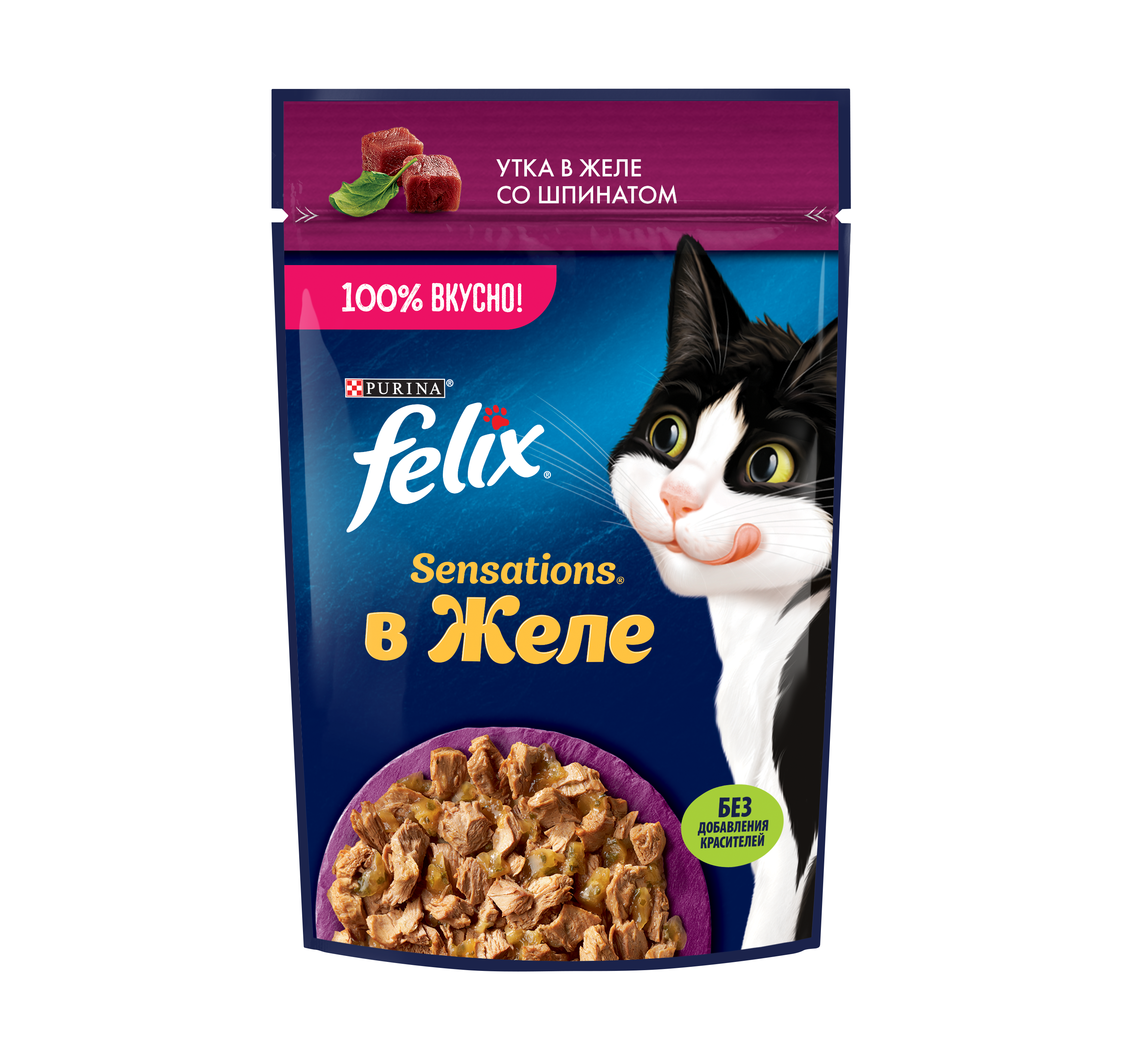 

Влажный корм для кошек Felix Sensations с уткой в желе со шпинатом 75 г