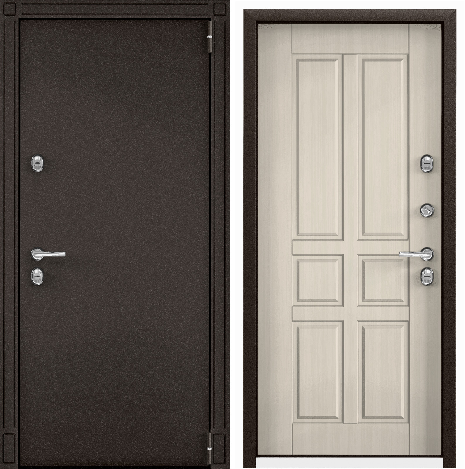 Дверь входная для дома металлическая Torex Snegir 55 950х2050, правый,  коричневый/бежевый