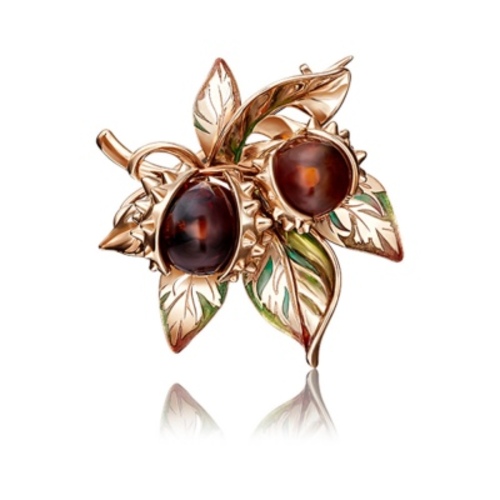 

Брошь из золота PLATINA jewelry 04-0197-00-271-1110-46, эмаль/янтарь, 04-0197-00-271-1110-46