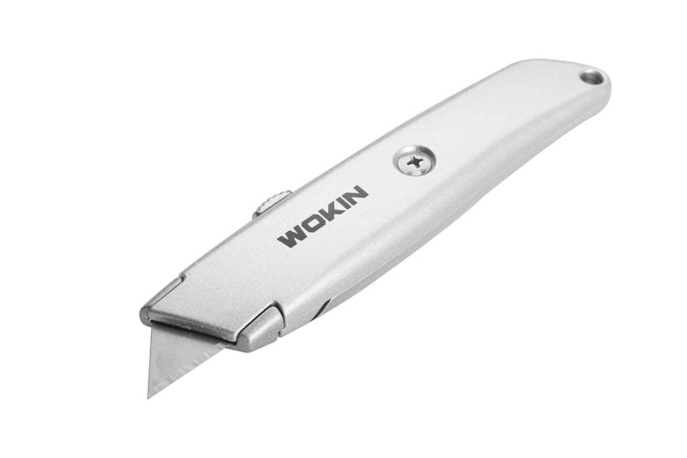 Нож трапециевидный WOKIN 301219, алюминиевый корпус, 61x19 мм просекатель сибртех 18360 для кожи и картона