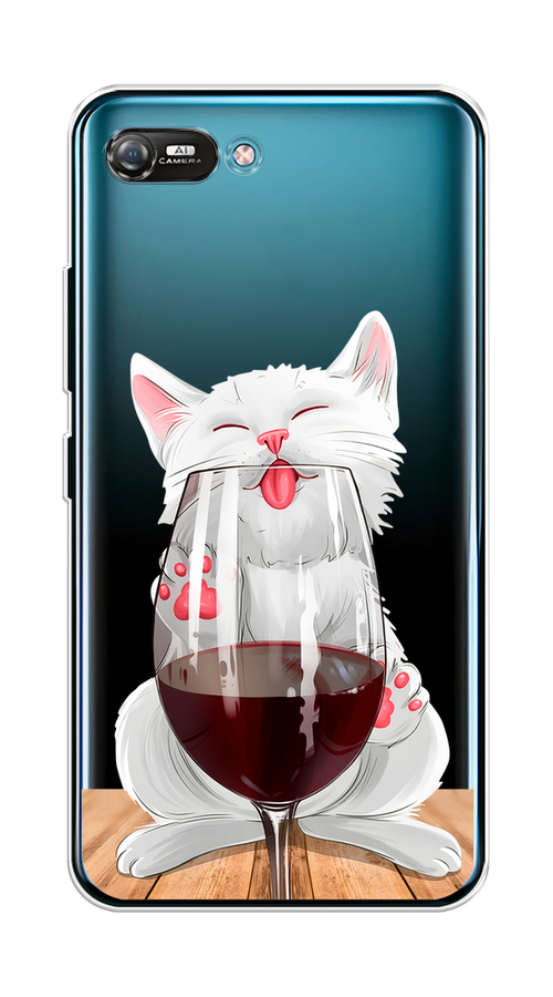 

Чехол на Itel A25/A35 "Кот с бокалом", Прозрачный;белый;красный, 3200950-1