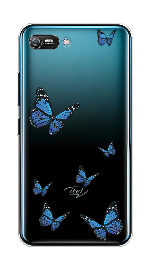 

Чехол на Itel A25/A35 "Blue butterflies", Синий;черный, 3200950-1