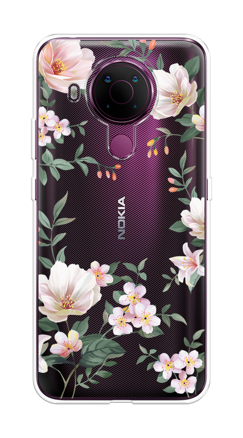 

Чехол на Nokia 5.4 "Beautiful white flowers", Бежевый;зеленый, 123650-1