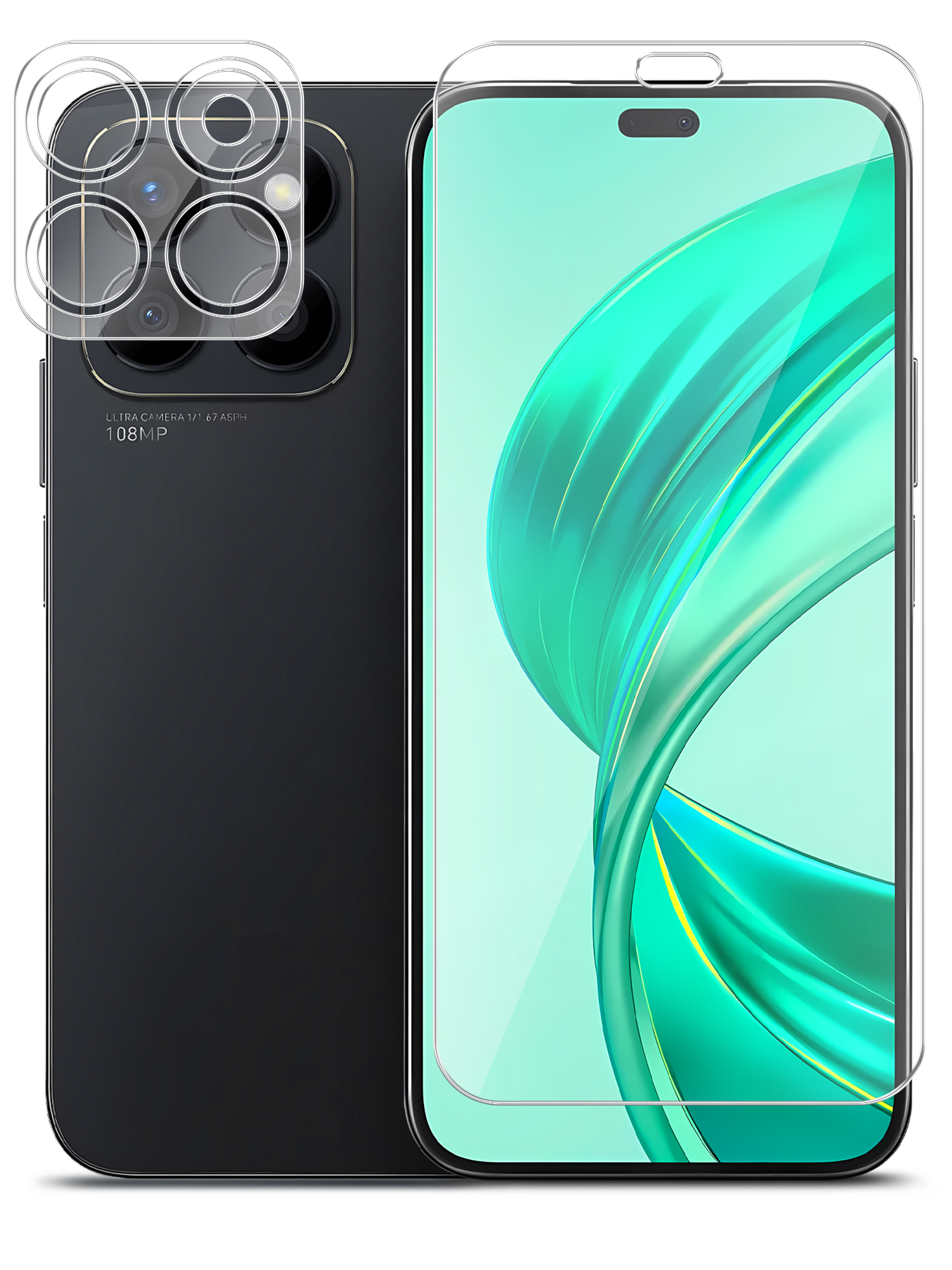 

Защитное стекло для Honor X8b на экран и камеру гибридное прозрачное, Honor X8b