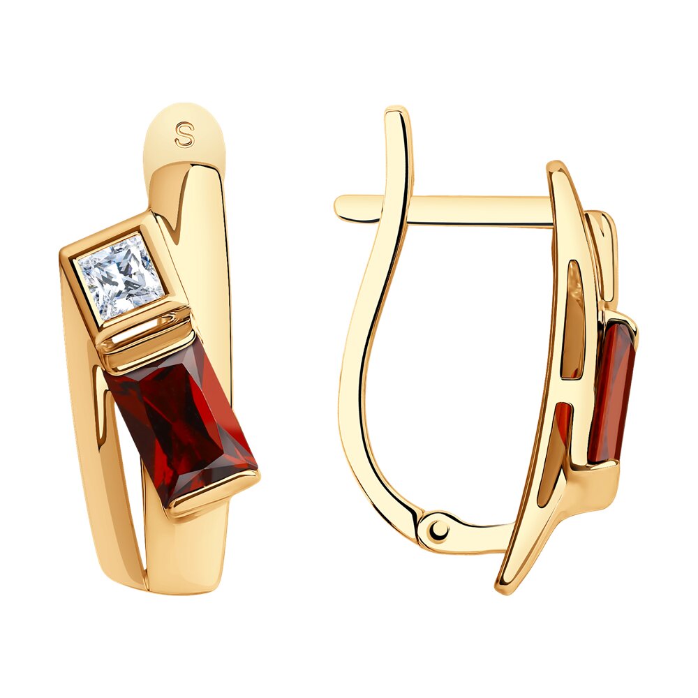 

Серьги из красного золота SOKOLOV 728604, фианит/гранат, 728604