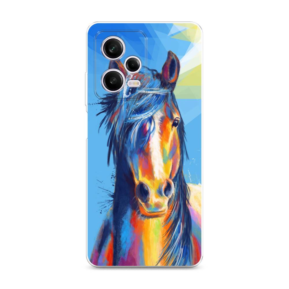 

Чехол на Xiaomi Redmi Note 12 Pro "Лошадь арт 3", Голубой;желтый;синий, 317050-1